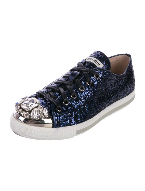 miu miu blue glitter sneakers|farfetch miu michu sneakers.